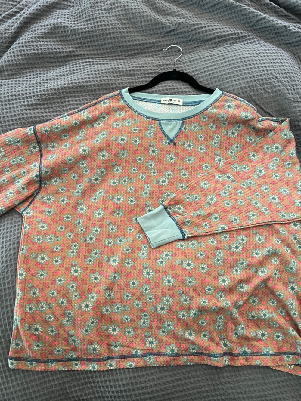 NWOT - NATURAL LIFE Mix & Match Waffle Pajama Top - orange (discontinued color)
